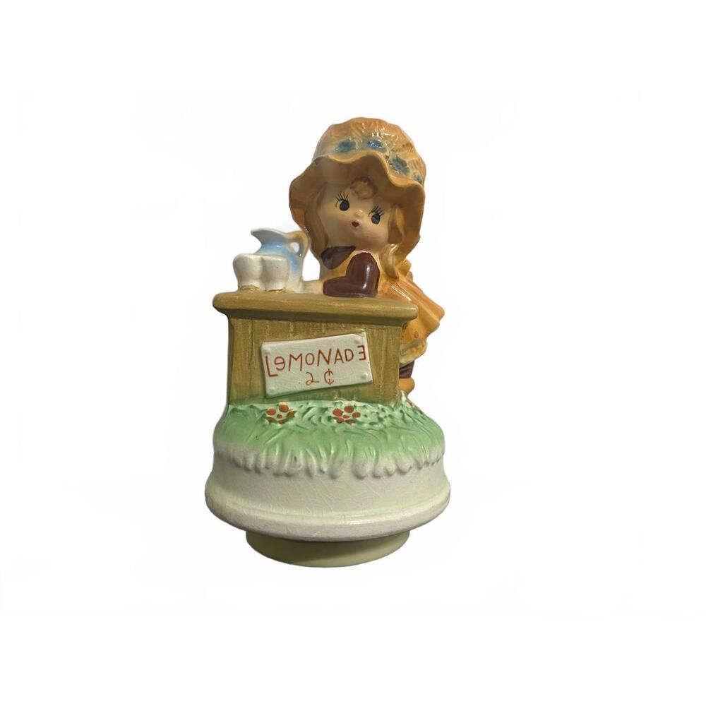 Vintage Tundra Imports Inc. Musical Ceramic Lemonade Girl Figurine